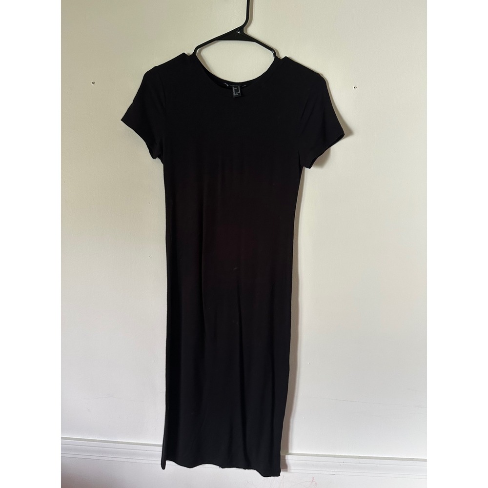 Forever 21 Womens Black Short Sleeve Midi Bodycon Dress Size‎ Medium Rayon Blend